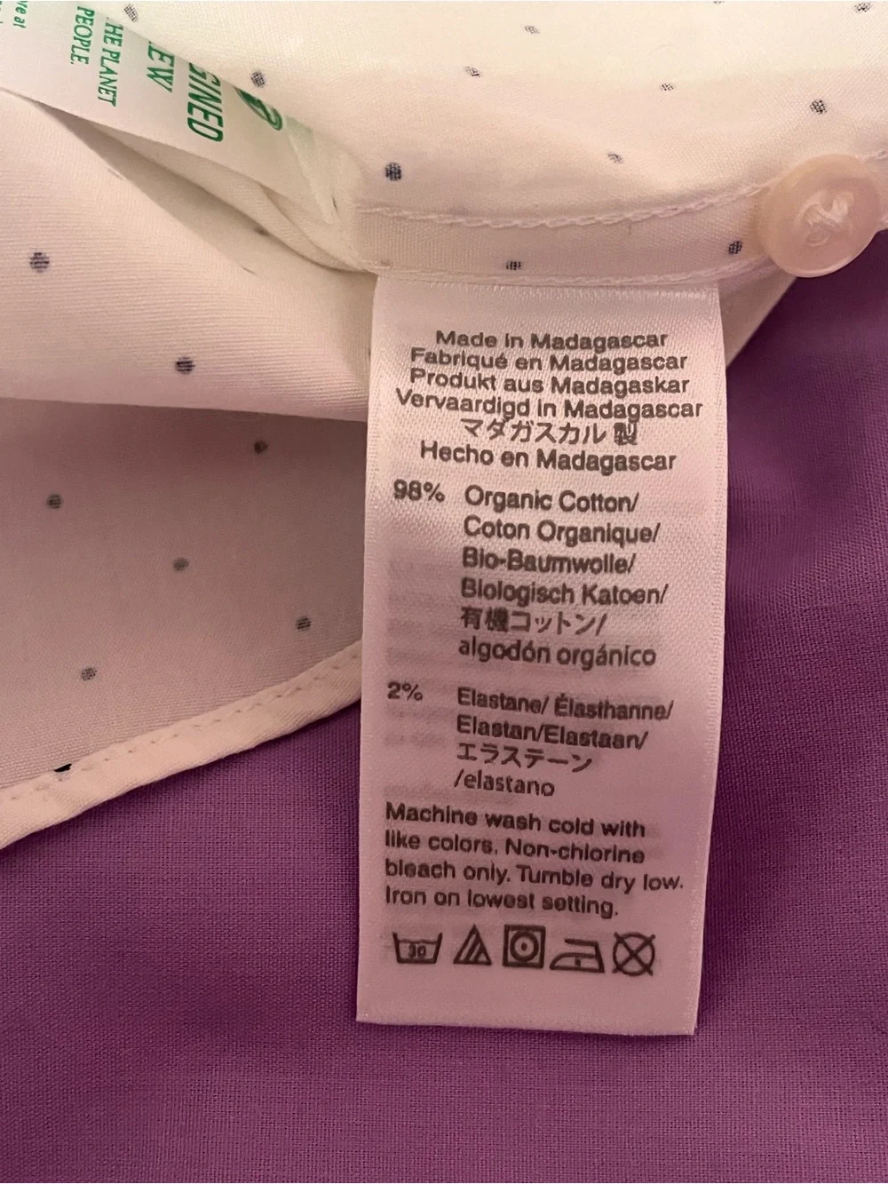 J. Crew White Button-Down Shirt with Navy Microdots